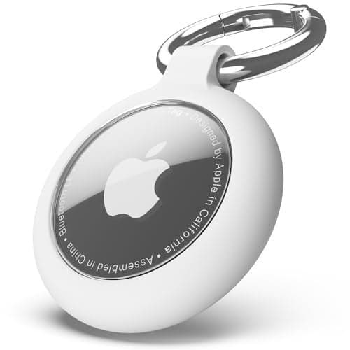 Airtag Keychain Holder for Apple Airtag, Soft TPU Case & Protective Cover with Scratch Resistance, Airtag Case Holder for Pet Collar, Kids, Luggage, Keys White