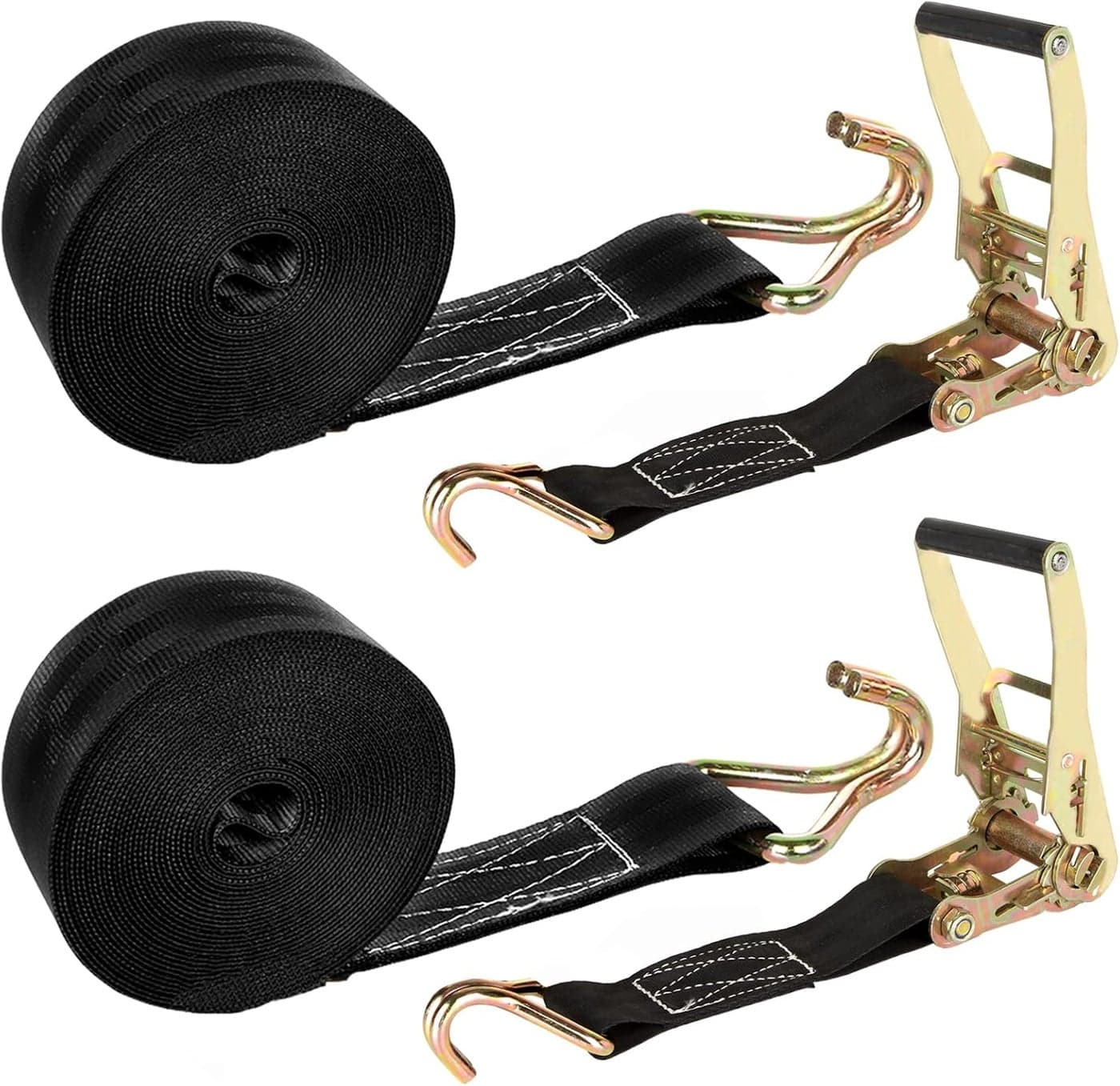 2Pcs 2 Inch Heavy Duty Ratchet Straps - 20ft Tie Down Straps with Double J Hook, 11000 LB Break Strength