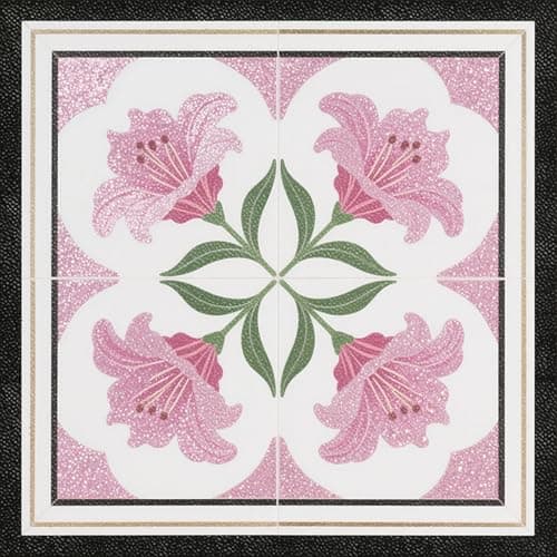 HOMETITUTE 10PCS 12x12 Inch Elegant Pink Floral Floor Tiles Peel and Stick Removable Self Adhesive DIY Vinyl Flooring Stickers for Kitchen Bathroom Living Room Entryway Home Decor