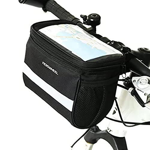 traderplus Bike Handlebar Bag Bicycle Front Basket Scooter Bag Insulated Cooler Storage Pouch Road Mountain Cycling Pack Cycling Accessories with TPU Touch Screen & Reflective Stripe