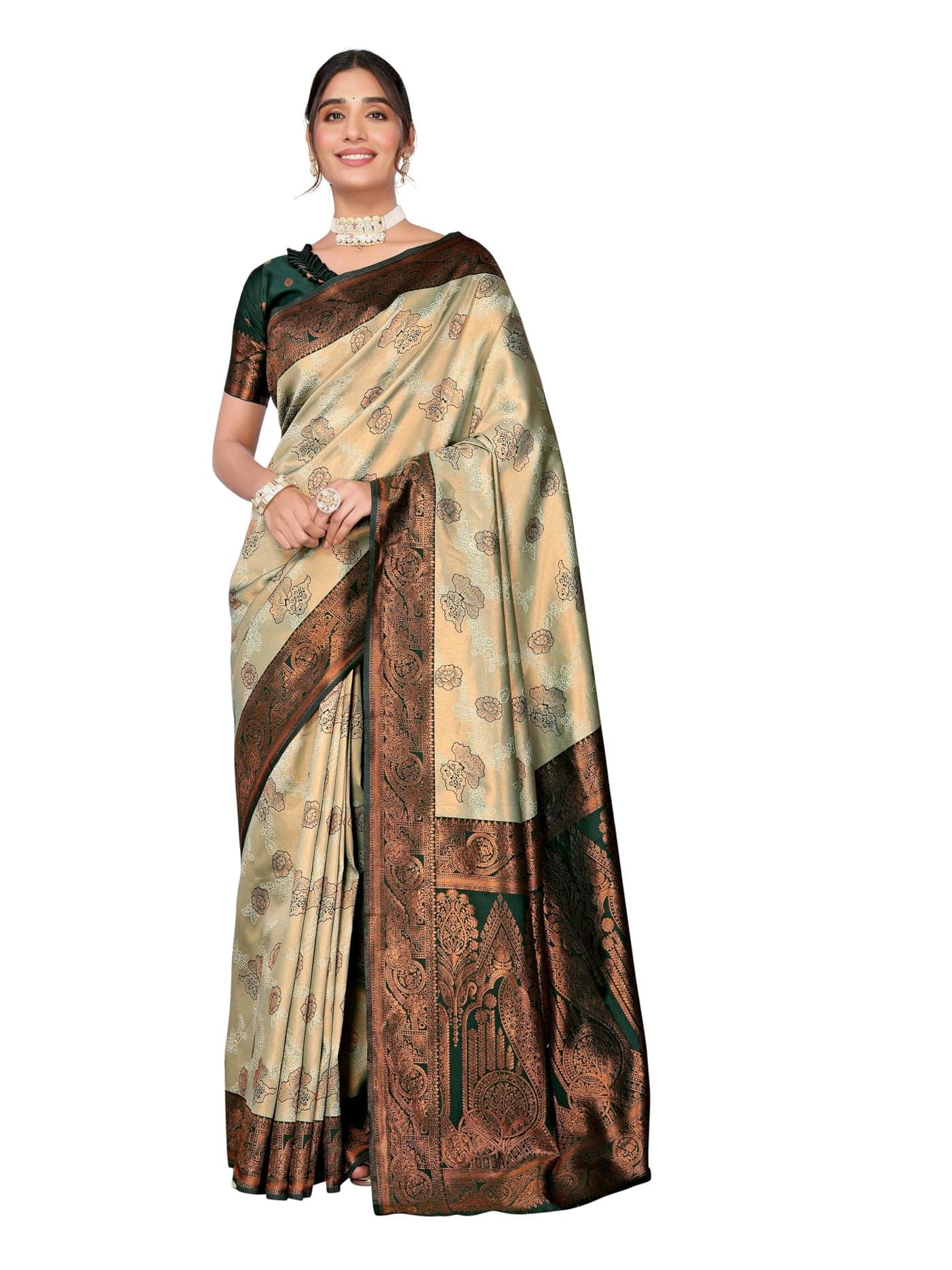 Avantika Fashion Women's Kanjivaram Soft Silk Banarasi Sarees With Blouse PieceFor Women (PISTA GREEN)