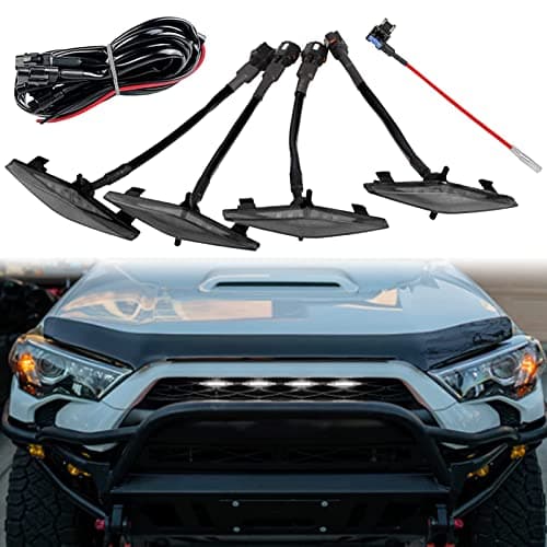 4pcs LED Grill Lights for 20142021 Toyota 4Runner TRD Pro Grille Including SR5 TRD offroad Limited TRO Pro Models Raptor Style LED Light White light with black housing