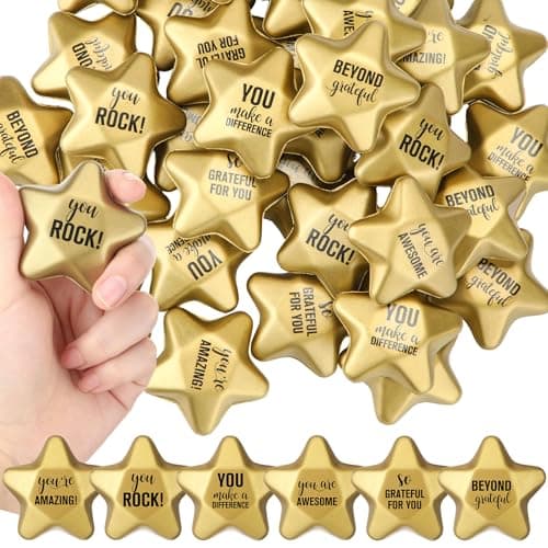 Deekin 36 Pieces Star Stress Balls 16 Inch Gold Mini Star Foam Balls Stress Star Relief Balls Stress Star Toys for Teens Adults School Student Bag Filler Party DecorationAppreciation