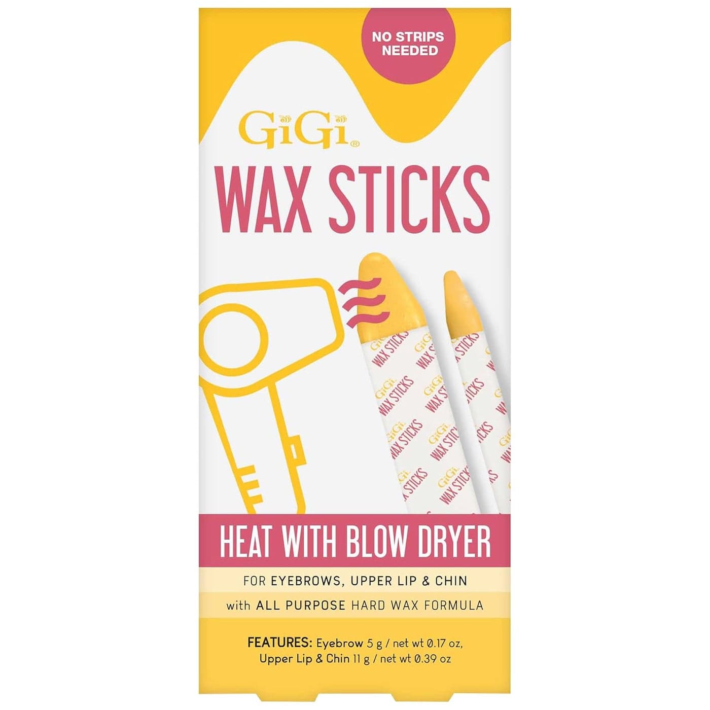 GiGi Wax Sticks for Facial Hair Removal Hard Wax for Eyebrows Upper Lip Chin Heat with Blow Dryer MessFree EasytoUse Waxing Kit