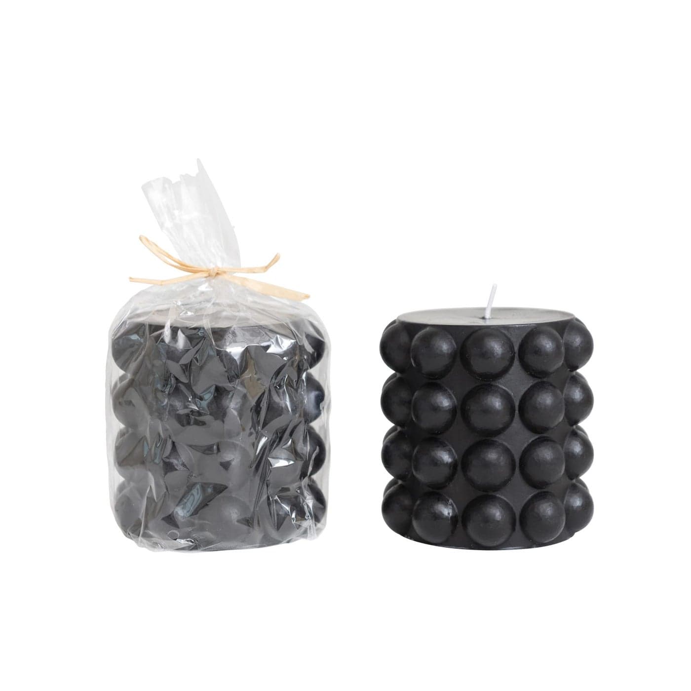 Creative CoOp Unscented Hobnail Pillar Candle Black