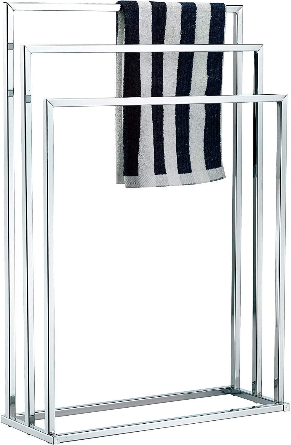 Indian Decor 31466 SilverTone Chrome Plated Freestanding 3 Tier Metal Towel Bar StandRack