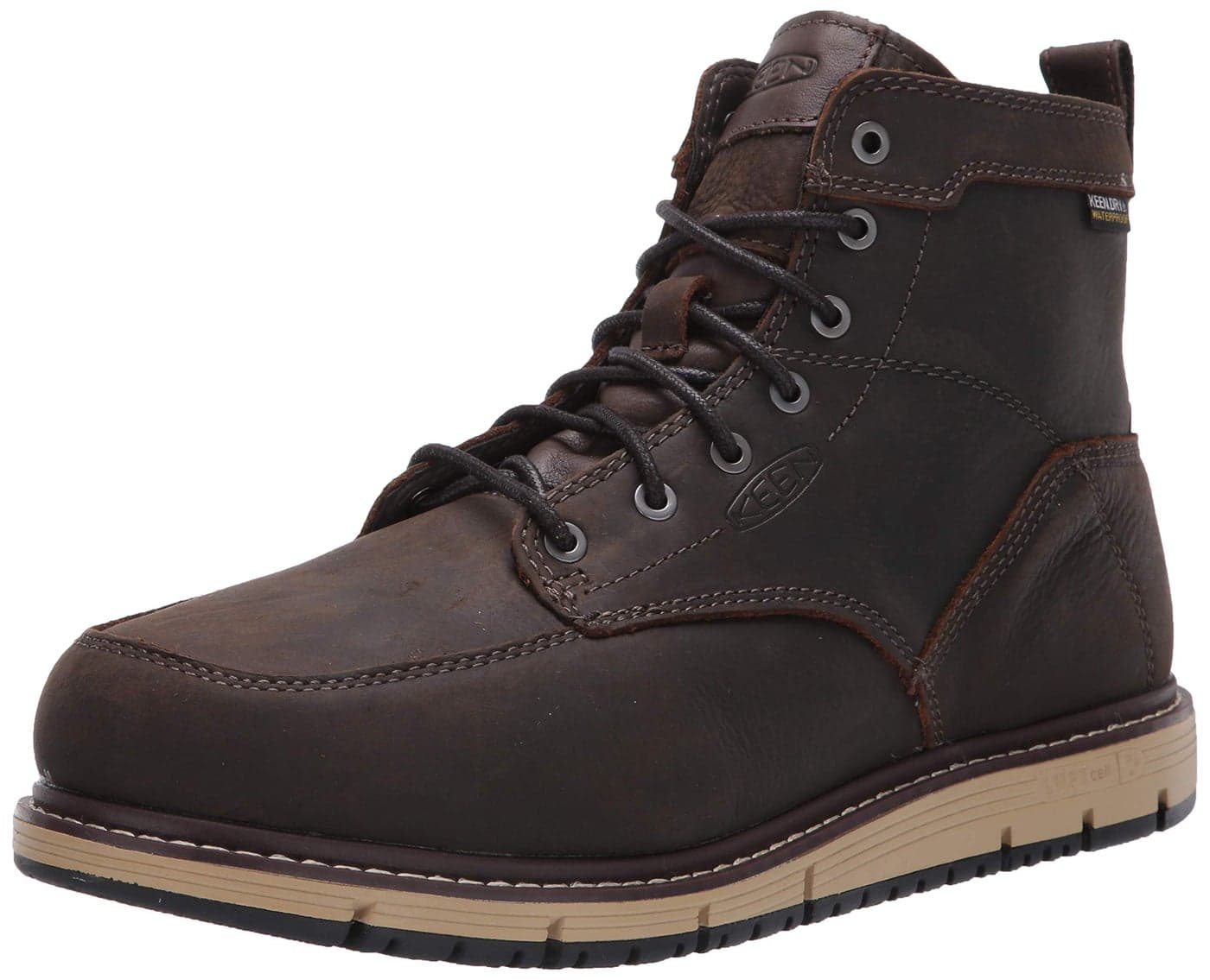 KEEN Mens San Jose 6 Alloy Toe Waterproof Wedge Work Boots Cascade BrownBlack 11 Wide