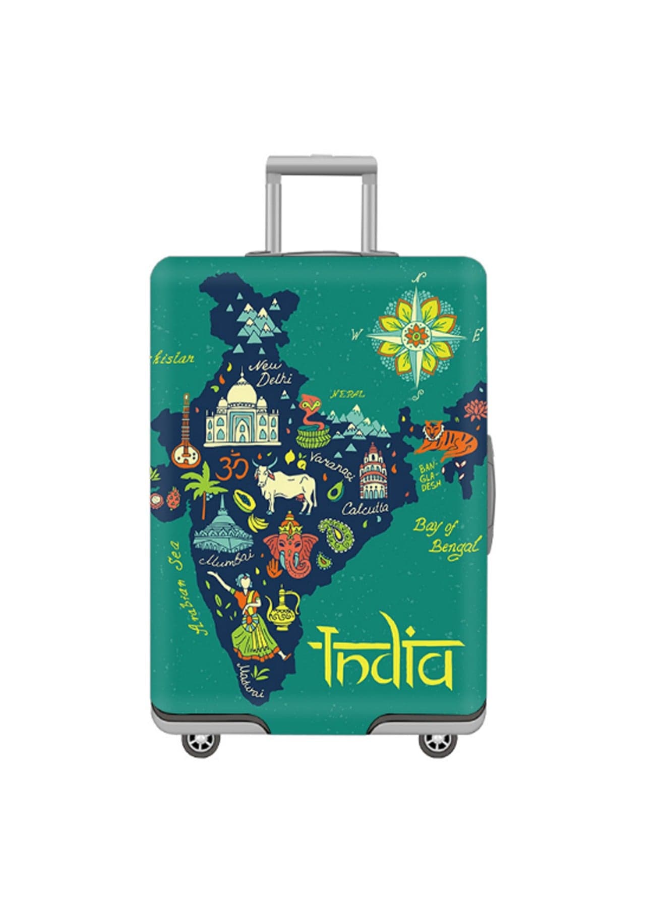 S Thickened Luggage Cover, Green Indian Premium Travel Luggage Protective Cover For Wheeled Luggage, Waterproof, Dustproof And Scratch-Resistant Luggage Cover
