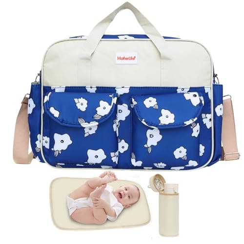 MotherLike Diaper Bag for Mothers for Travel with Changing Station | Tote Diaper Baby Bag for Mom | Waterproof Shoulder Diaper Bag with Insulated Bottle Holder & Changing Mat | 17 L, 10 Pockets (DB29)