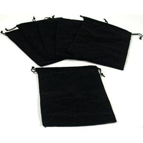 FindingKing 6 Pouches Black Velvet Drawstring Jewelry Bags 5"