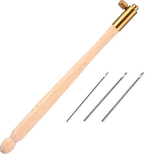 meekoo Tambour Hook with 3 Needles 70# 90# 100# Tambour Embroidery Kit Tool Crochet Hook Kit Sequin Beads Needle Set for Embroidery Sewing Crafting Handmade Artwork Making Gifts for Protect Hands(1)