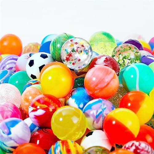 Pllieay 200 Pieces Bouncing Ball 32mm Bouncy Balls Party Favors for Kids Bulk Bouncy Balls for Party Favors Prizes Birthdays Gift and Vending MachinesStyle random