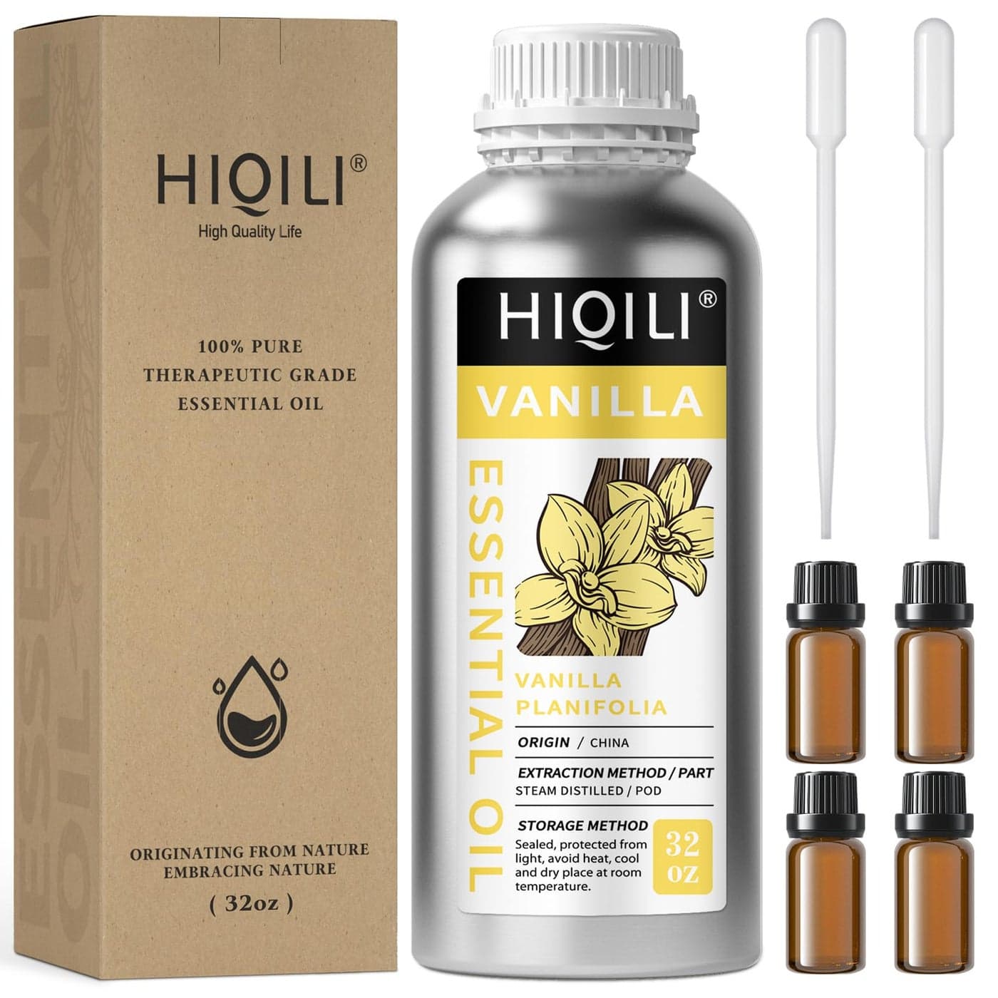 HIQILI 32 Ounces Vanilla Essential Oil Strong Fragrance for Body Lotion Candle Making Soap Aromatherapy32 Fl Oz