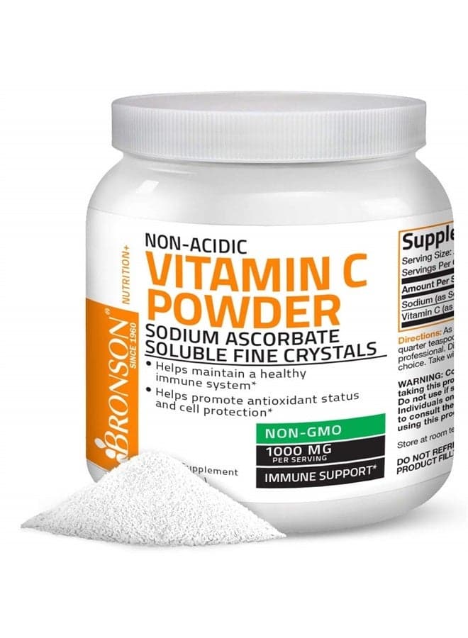 Non Acidic Vitamin C Powder Sodium Ascorbate Non GMO Soluble Fine Crystals - Healthy Immune System, Antioxidant and Cell Protection, 1 Kilogram (2.2 lbs, 35.3 Ounces)