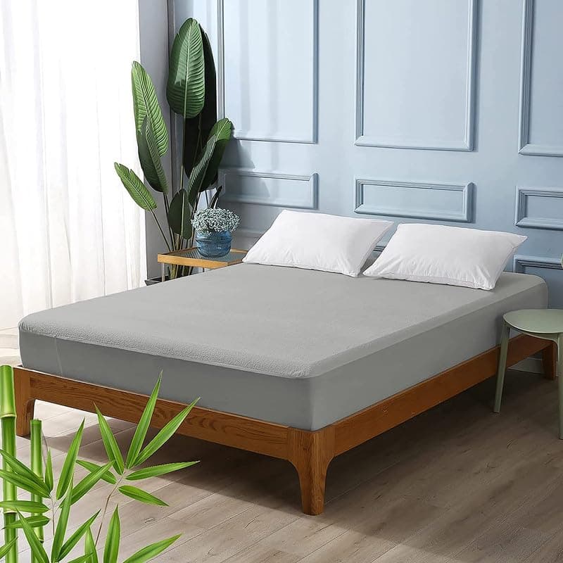Rajasthan Crafts Cotton Terry Ultra Soft Waterproof Mattress Protector| Fits Upto 10 inch Bed | Breathable - Hypoallergenic Mattresses Cover (78x60 inch | 6.5x5 feet, Grey)