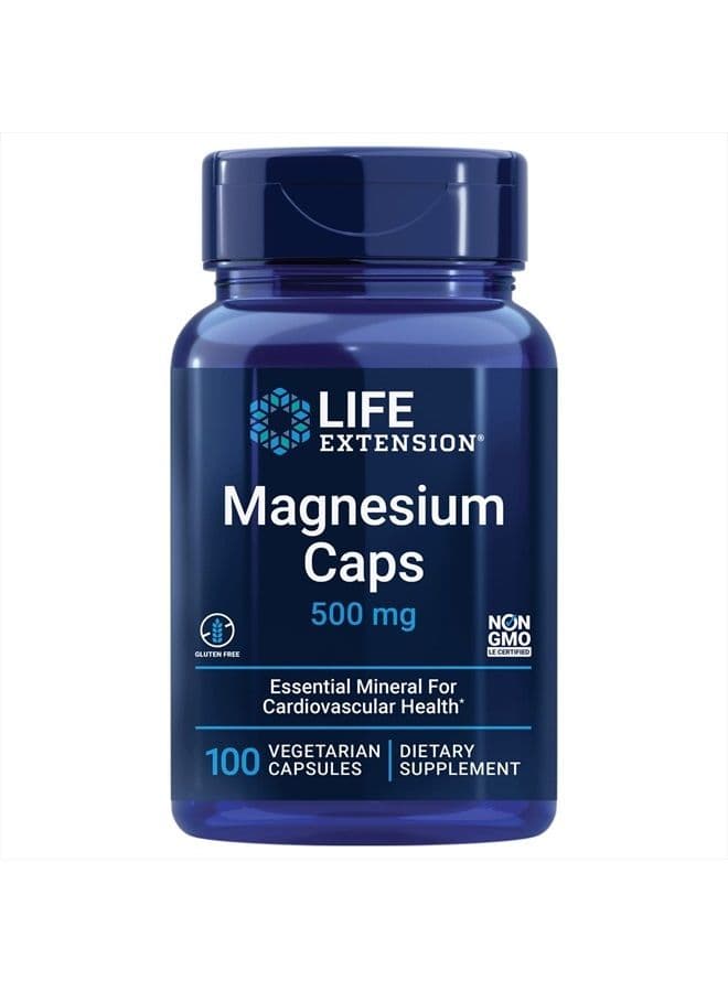 Magnesium Caps, 500 mg, magnesium oxide, magnesium citrate, magnesium succinate, heart health, healthy bones, metabolism support, 100 vegetarian capsules