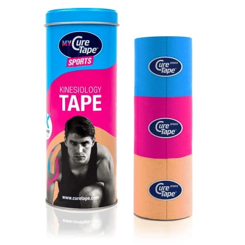 CureTape Sports | Kinesiology Tape for Muscle & Joint Pain | Elastic Therapeutic Tape | Waterproof Athletic Tape | Medical K Tape | 25% Stronger Adhesion | Blue, Pink, Beige | 2inx8ft | (Pack of 3)