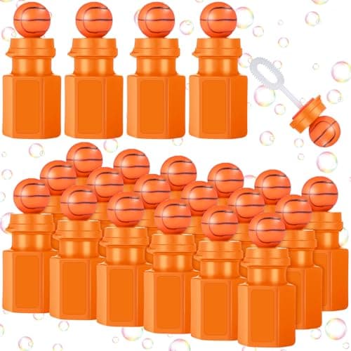 Syhood 24 Pcs Basketball Bubbles Party Favors Sports Ball Shape Bubble Wand 03 oz Sport Party Bottle for Gift Goodie Bag Stuffers Birthday Supplies