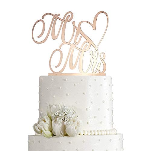 Mr and Mrs Cake Topper Bride And Groom Sign Wedding Engagement Cake Toppers Decorations Mirror Rose Gold Acrylic