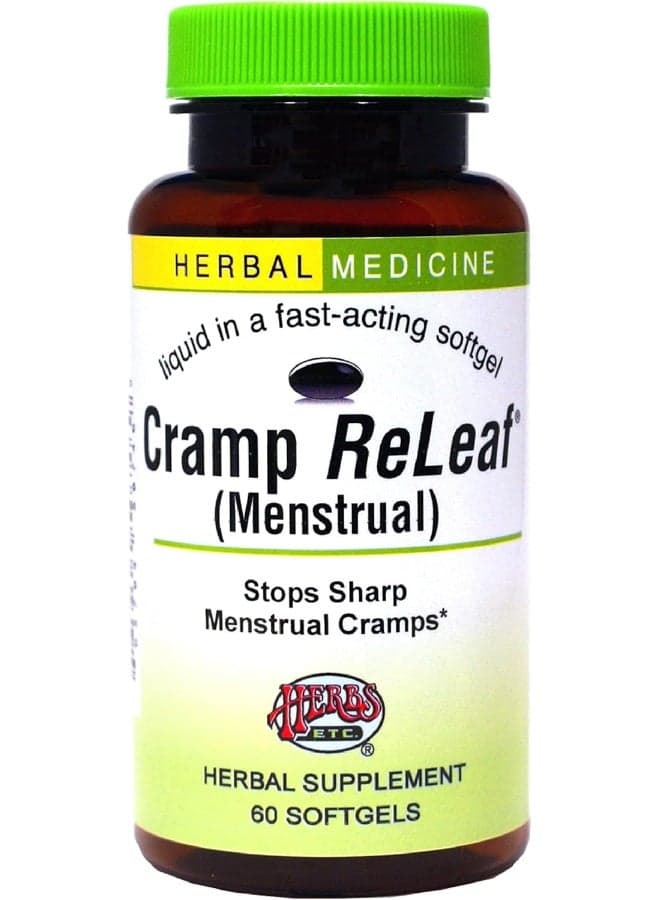 Herbs Etc. Cramp ReLeaf (Menstrual) - Abdominal Muscle Support - Herbal Supplement to Aid Menstrual Health - Period Cramp Support with Black Haw, Cramp Bark and Bethroot - 60 Softgels (60 Servings)