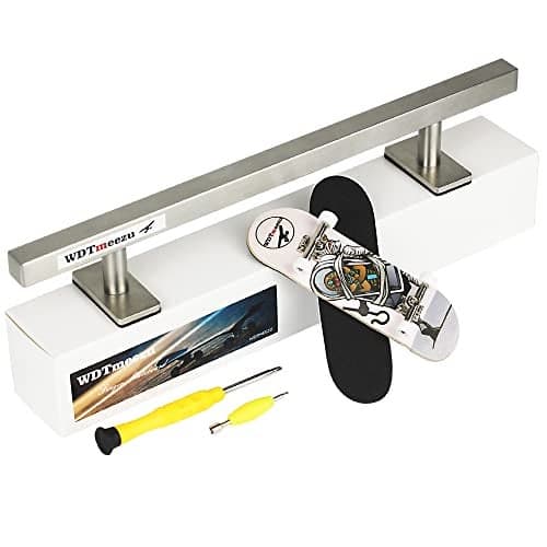 WDTMEEZU Wood Fingerboard and Finger Skateboard Flat Rail Set Fingerboard with Bearing Wheels and Professional Prop for MINI Skateboard Rail Made of Metal 10 Long