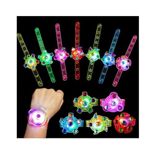 12 Pack LED Light Up Fidget Spinner Bracelets Party Favors for Kids 48 812 Glow in The Dark Party Supplies Birthday Gifts Treasure Box Toys Goodie Bags Stuffers for Kids