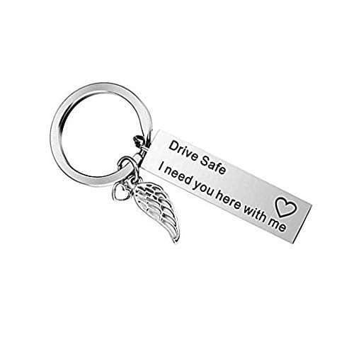 Drive safe keychain for boyfriend I love you keychains I need you here with me key rings (Pack of 1, Size 4.5cm * 1cm)