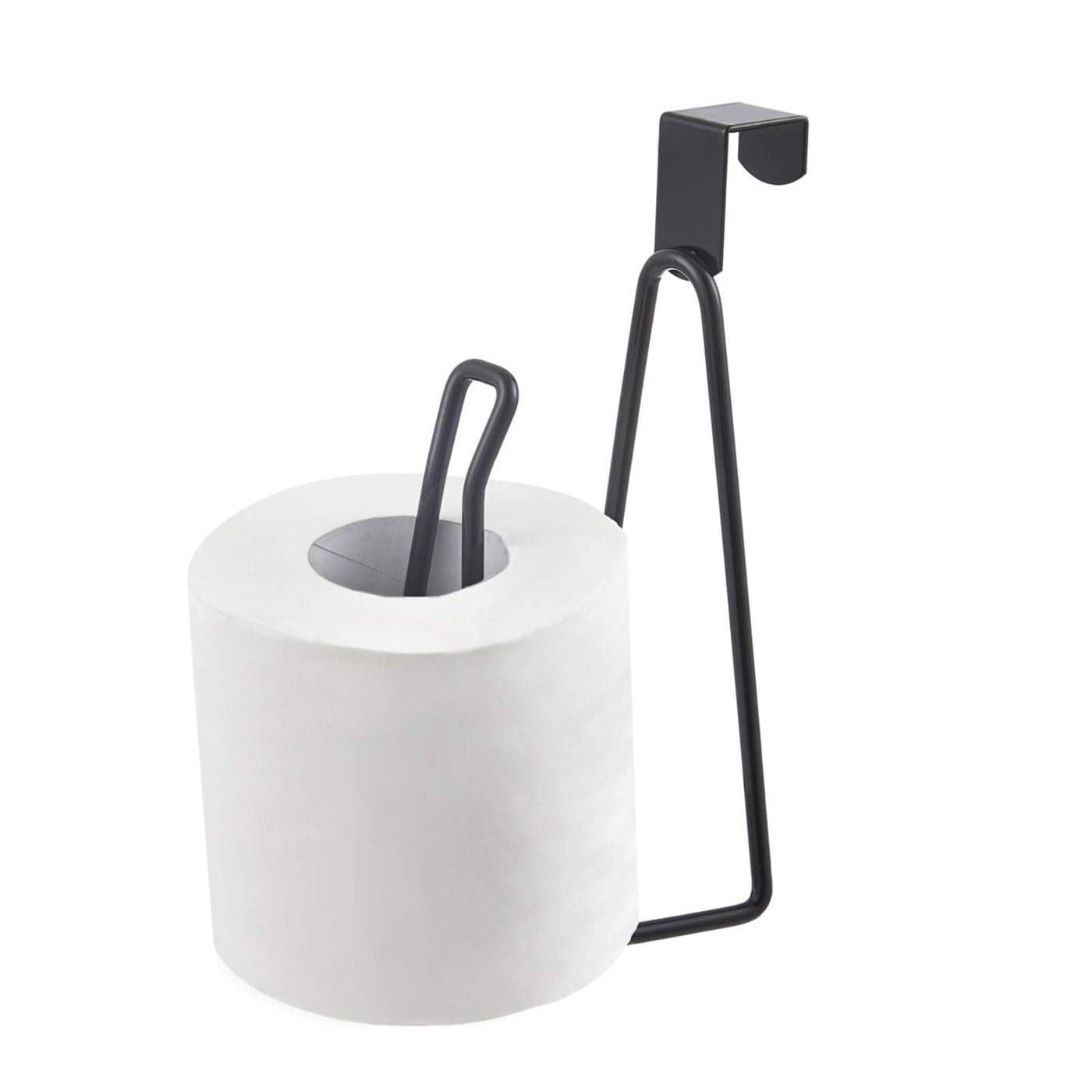 INIUNIK Over The Tank Toilet Paper Holder Stand Metal Toilet Tissue Roll Holder Dispenser Reserve for Bathroom Storage and Organization Black