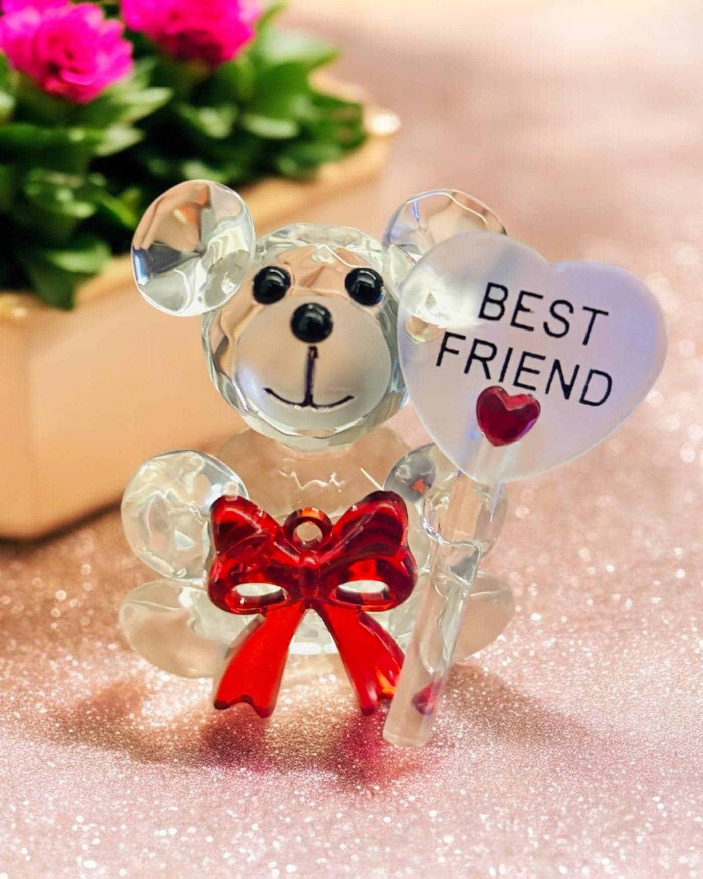 WARMINGO DE Crystal Teddy Gift | Valentines Day Gift | Cute Gifting Item | (Best Friends)