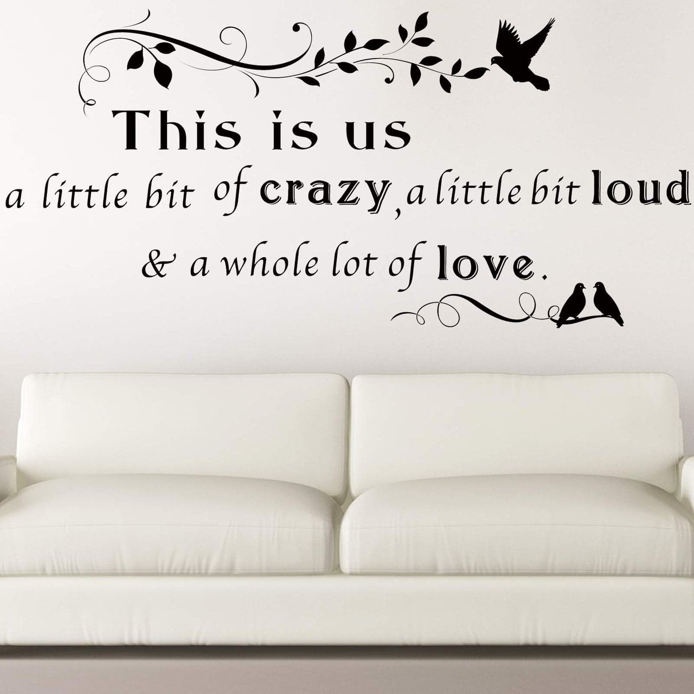 This is Us Crazy Loud Love Wall Stickers Family Lettering Wall Decals Inspirational Saying Stickers for Living Bedroom Home Decorations