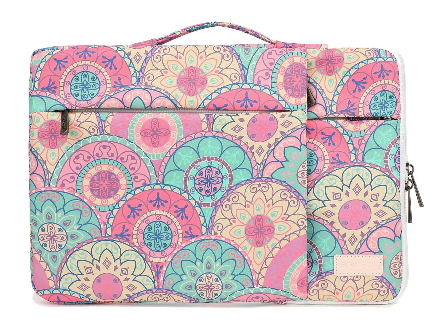 SANFAN 360° Protective Laptop Sleeve Case Bag with 3 Pockets,Handle,Luggage Strap for MacBook Pro 14 inch and 14 inch-14.4 inch Screen Laptop (Bandanna)