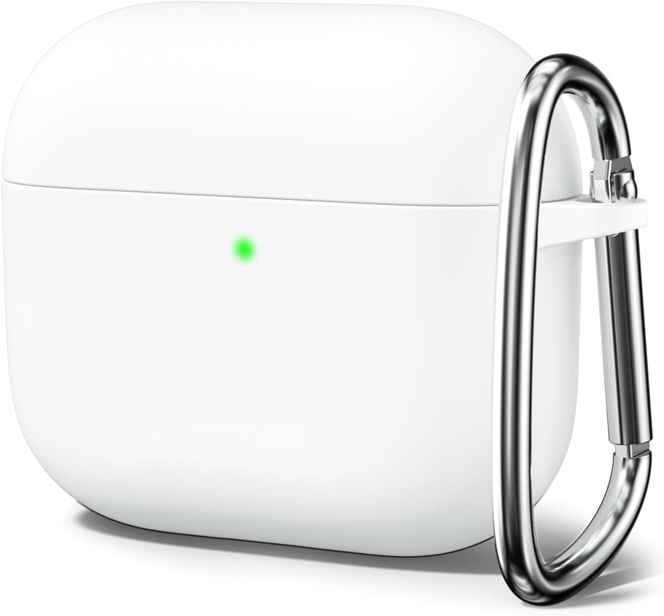 Meyaar for Apple AirPods 4 Case Cover with Keychain, Soft Skin Silicone Case Cover, Full Protective Case Cover Compatible with Apple AirPods 4 Case 2024 (White)