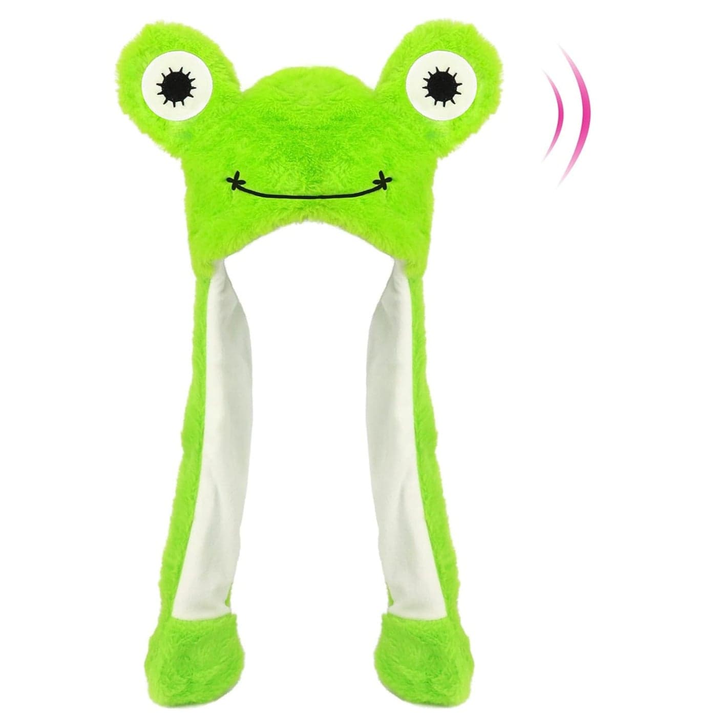 Frog Hat with Ears Moving Jumping Pop Up Beating Hat Plush Holiday Cosplay Dress Up Funny Winter Birthday Gift for Kids Boys Girls Green