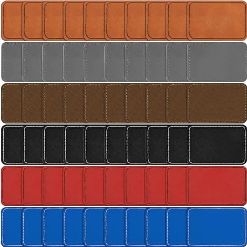 Dunzy 60 Pcs Leather Hat Patches Blank Leatherette Hat Patch with Adhesive Rectangle Laserable Leatherette Patch for Hats Custom Fabric Sew Laser Engraving DIYDark Colors3 x 2 Inch