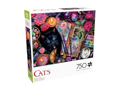 Buffalo Games 750 Piece Cats Crafty Cats Colorful Puzzle for Adults PrecisionCut Pieces Beautiful Artwork and Hours of Relaxing Fun