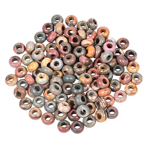 SUNYIK Picasso Stone Large Hole (6mm) Rondelle Loose Charms European Bead fits Bracelet,Jewelry Makings Pack of 20