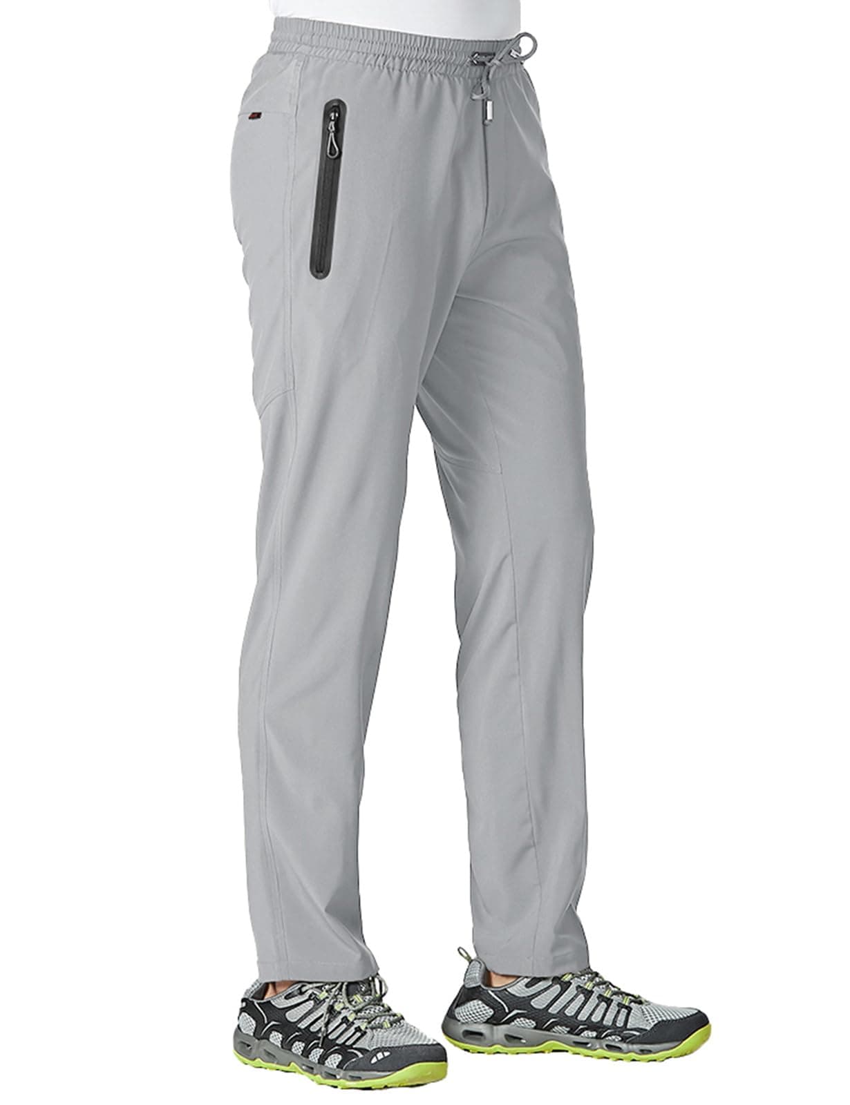 TBMPOY Men's Travel Hiking Pants Lightweight Athletic Pant Quick Dry Windbreaker Fishing Running Active Jogger Light Grey 3XL