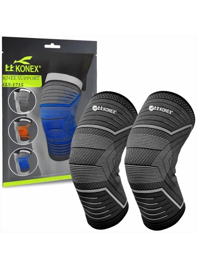 Elastic & Breathable Knee Cap Support Sleeves | Ideal for Sports, Workouts, Pain Relief, Knee Cap Compression Support, Running, Cycling & Exercise | Medium | Black (1 Pair)