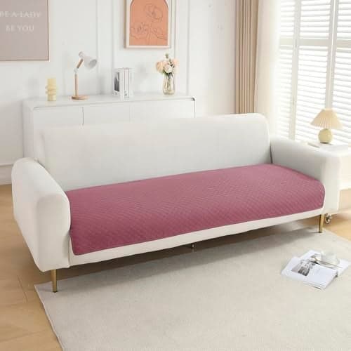 HOKIPO Polyester Quilted Sofa Cover Mat for 2 Seater Sofa, Mauve Pink (IN-720-PCH)