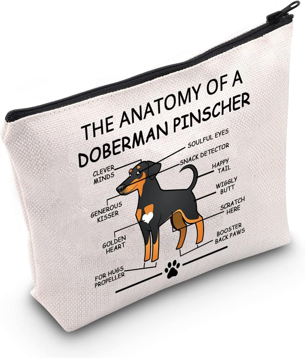 LEVLO Funny Doberman Pinscher Lovers Gifts The Anatomy of A Doberman Pinscher Clever Minds Cosmetic Bags Veterinary Mom Travel Toiletry Bags(Doberman Pinscher)