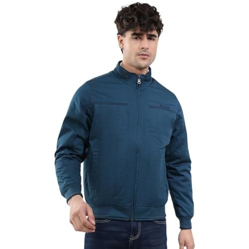 Monte Carlo Men Reversible Regular Fit Solid Round Neck Side Pocket Zipper Closure Full Sleeve Winter Jacket| Warm Coat for Men | Stylish Full Sleeve Zipper Jacket Teal XLP1