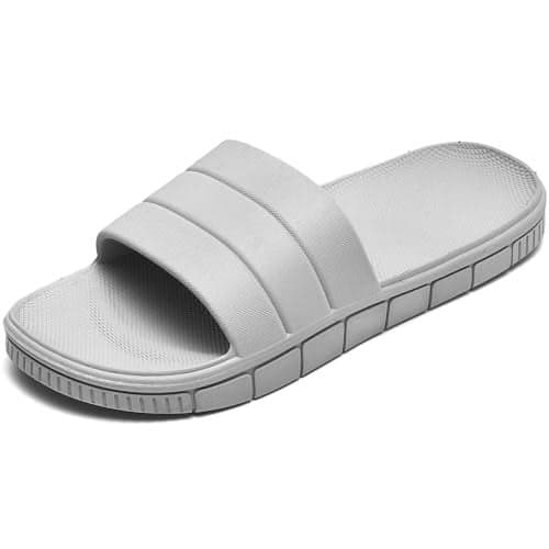 clootess Shower Slide Shoes for Men and Women Home Sandal Bath Slipper Indoor House Pool College Dorm Non-Slip Grey 36.37