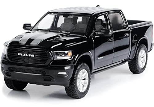 Motormax Toy 2019 RAM 1500 Laramie Crew Cab Pickup Truck Black with Silver Stripes 124 Diecast Model Car by Motormax 79357 79357BKS