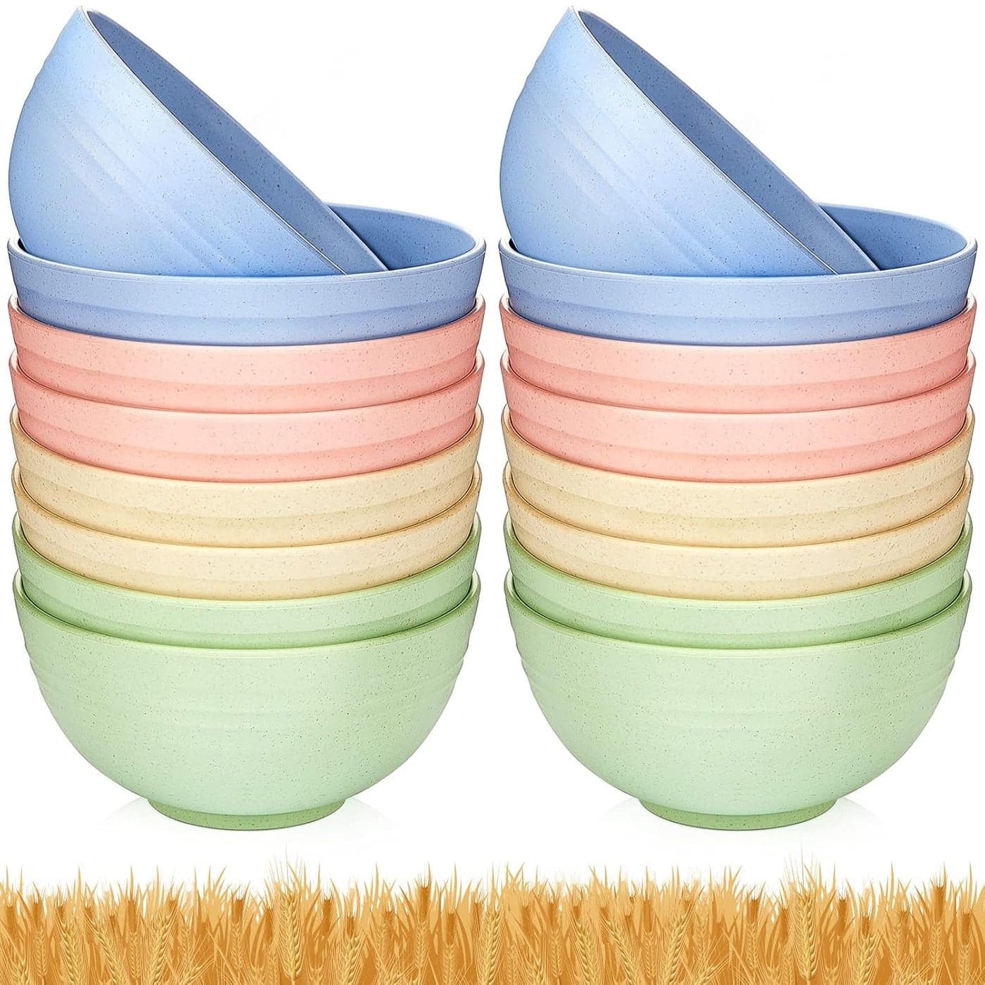 16 Pieces Unbreakable Cereal Bowls 24 Oz Wheat Straw Fiber Bowls Lightweight Cereal Bowls Set Dishwasher and Microwave Safe for Noodle Rice Soup Snack Condiment Side Dishes Ice Cream 4 Colors