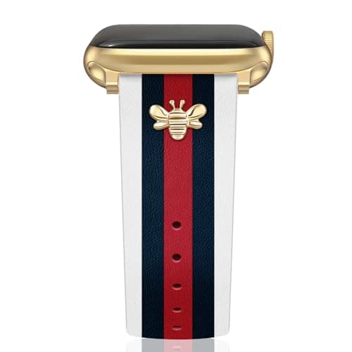 MOINSPIRE Designer Leather Bands with Charms Compatible with Apple Watch 38mm 40mm 41mm 42mm(S11/10) Women Men Genuine Leather Strap Elegant Wristbands for iWatch Series 11/10/9/8/7/6/5/3/2/1/SE/Ultra