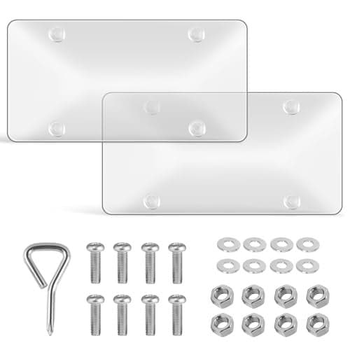XIOGZAXI Bubble License Plate Cover 2 Pack, Clear License Plate Protector 12.24 * 6.22’’ Universal, Plate Cover for Car Transparent Colorless Plastic, Car Plate Cover Front/Rear with Screw Washer Nut