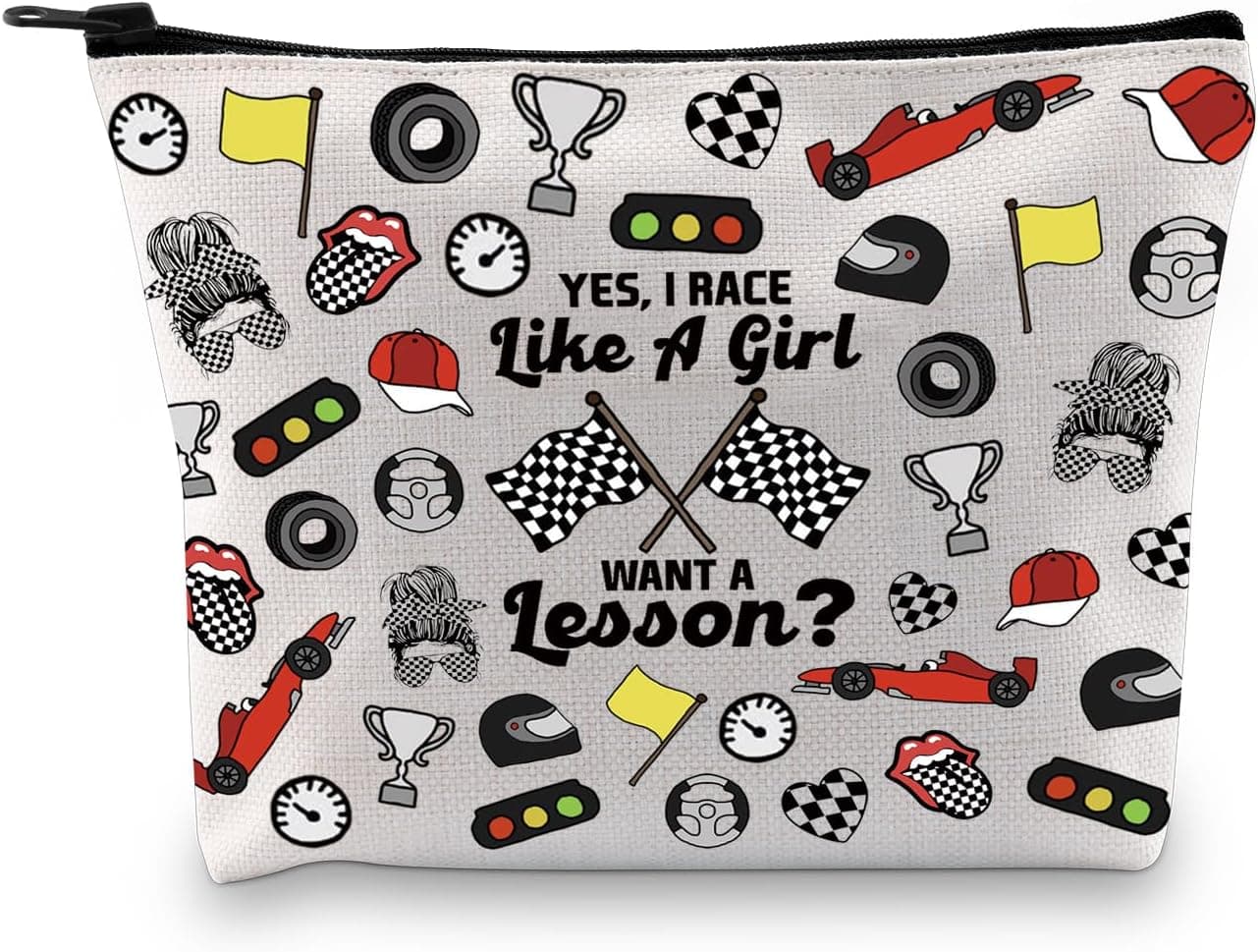 GJTIM Racer Themed Gift Car Racing Gift Race Car Driver Gift Makeup Bag Car Enthusiast Gift (Car Race Lesson Bag)