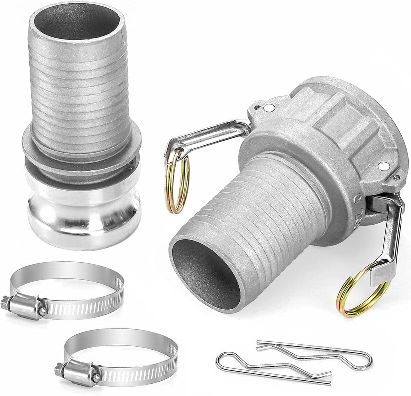 WUWEOT 2 Inch Camlock Fittings CE Aluminum Cam and Groove Hose Couplings FemaleMale Camlock x Hose Shank Quick Hose Couplings Adapter with Clamps for Easy Connect and Disconnect
