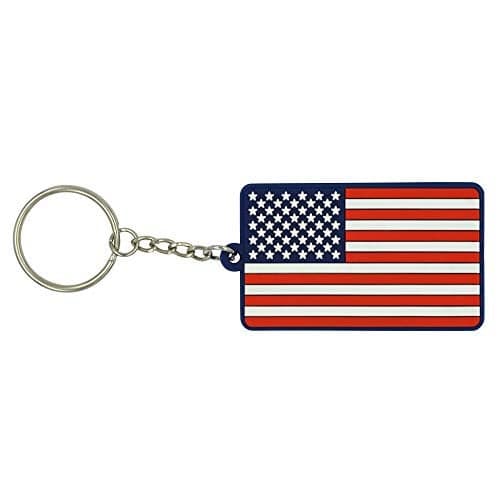 Great 1 Products American Flag Keychain with Key Ring - Soft PVC Rubber - Keys, Cars, Motorcycles, Backpacks, Luggage, and Gifts - EDC (Red White Blue)