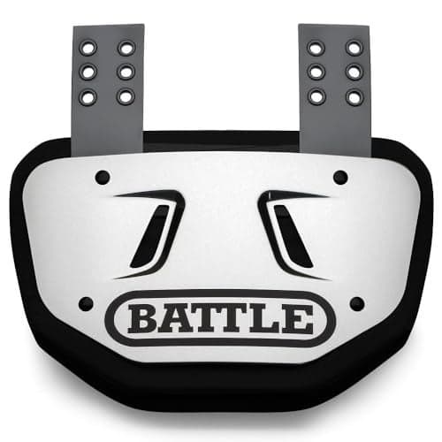 Battle Sports Chrome Football Back Plate – Hard Shell Lower Back Protector with Contoured Foam for High-Impact Protection - Adult, Silver/Black Chrome